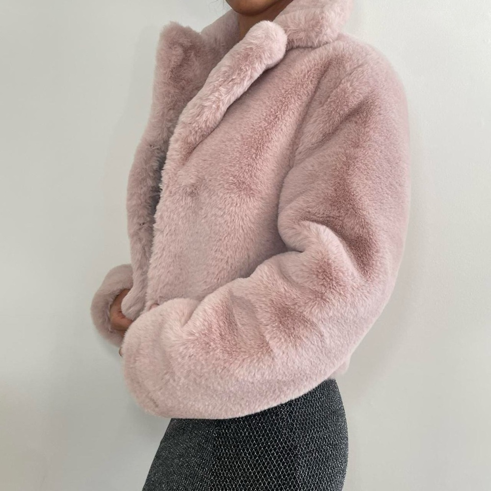 Chic Pink Faux Fur Jacket